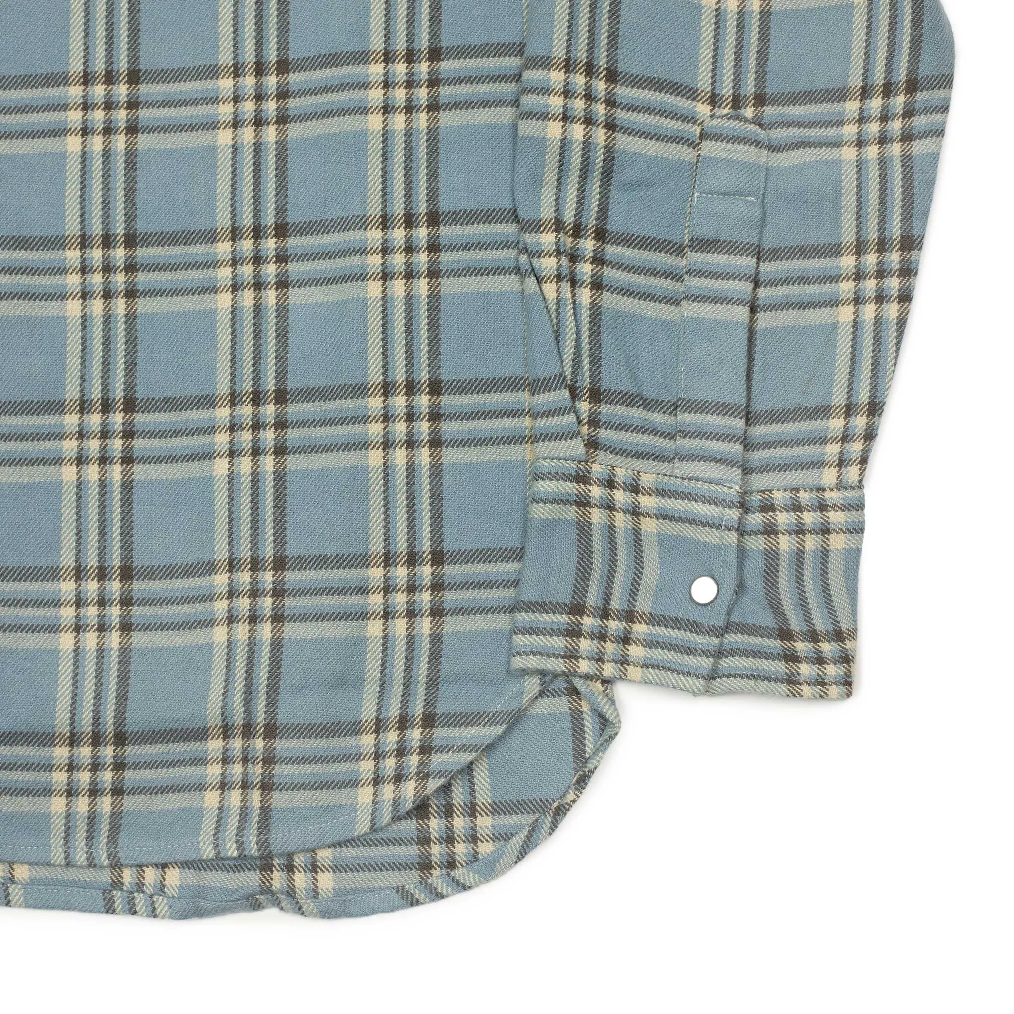 Washed flannel pearlsnap shirt in Rogue River plaid cotton