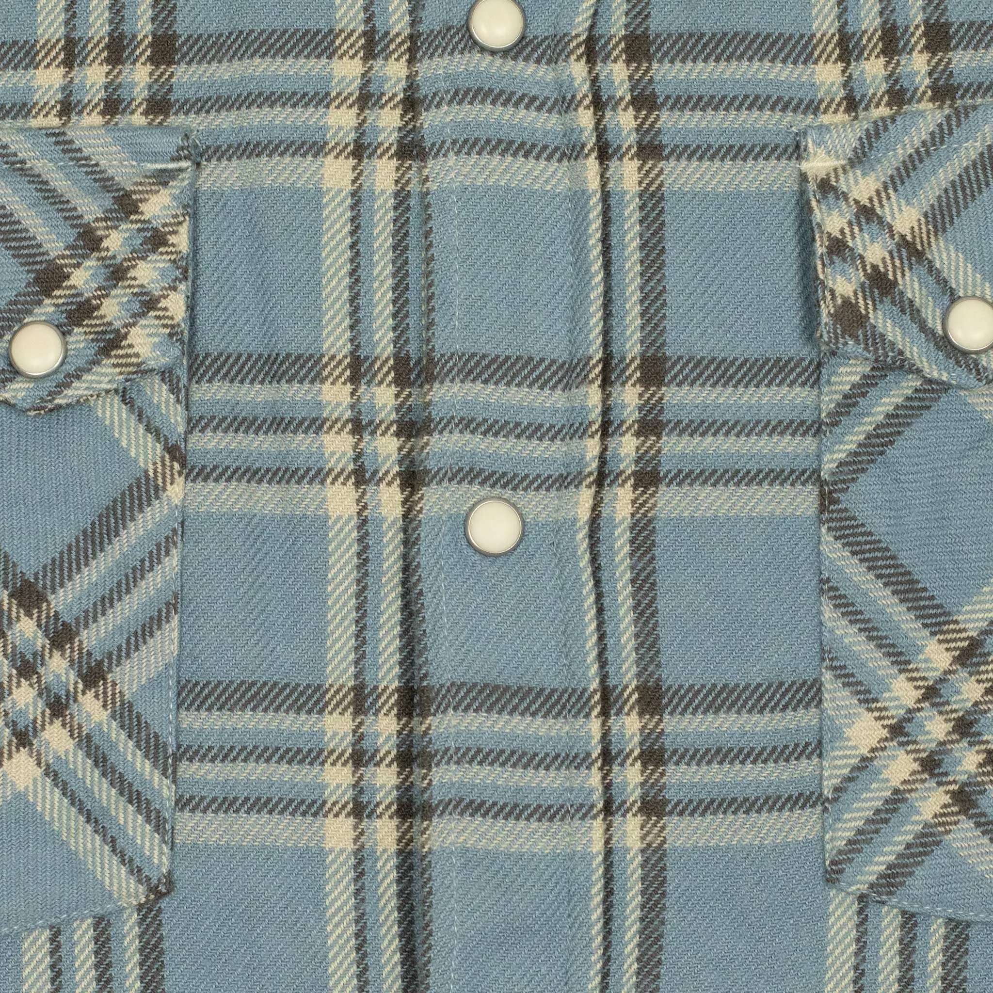 Washed flannel pearlsnap shirt in Rogue River plaid cotton