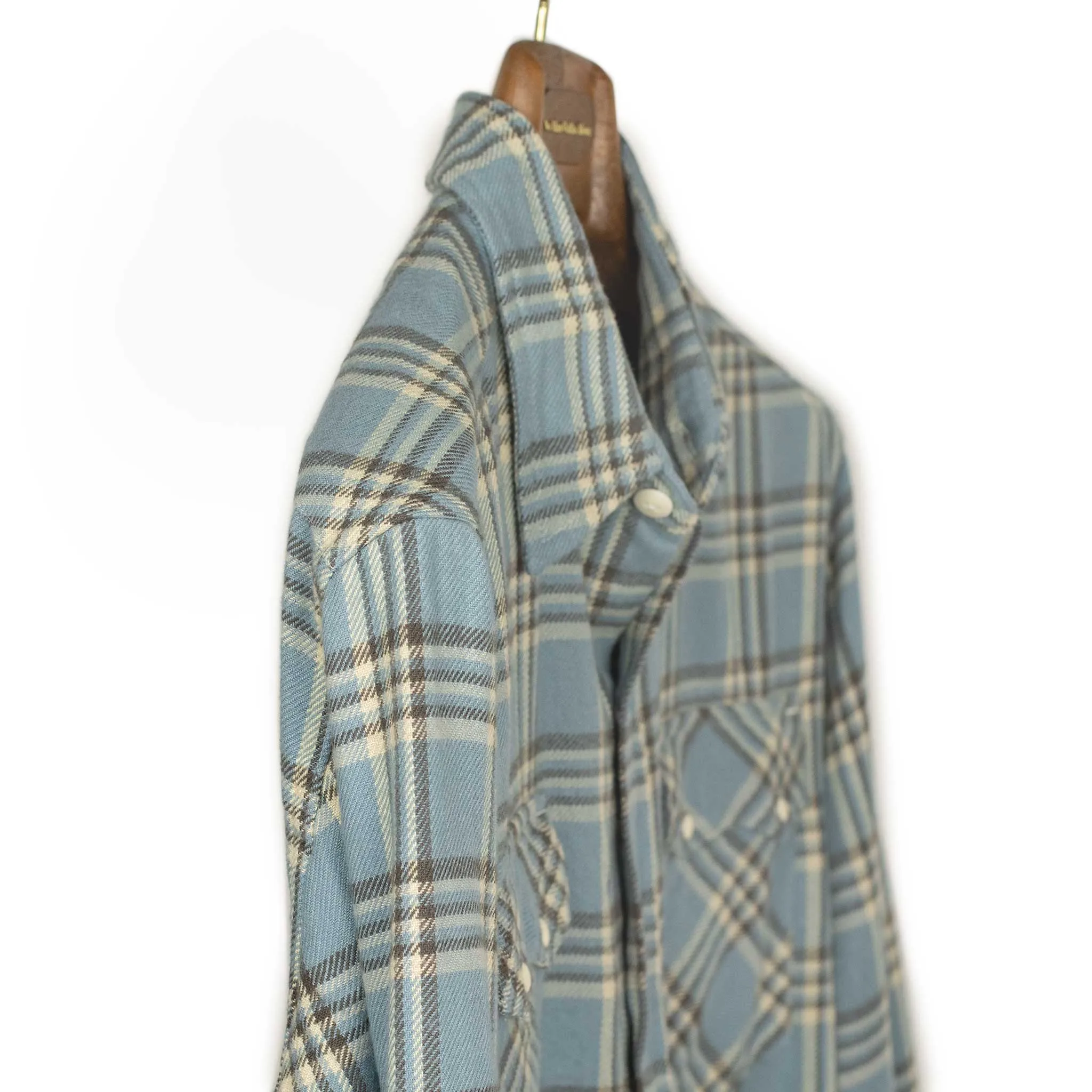 Washed flannel pearlsnap shirt in Rogue River plaid cotton