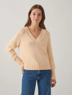 White  Warren - Cotton Rope V Neck in Yellow Cord