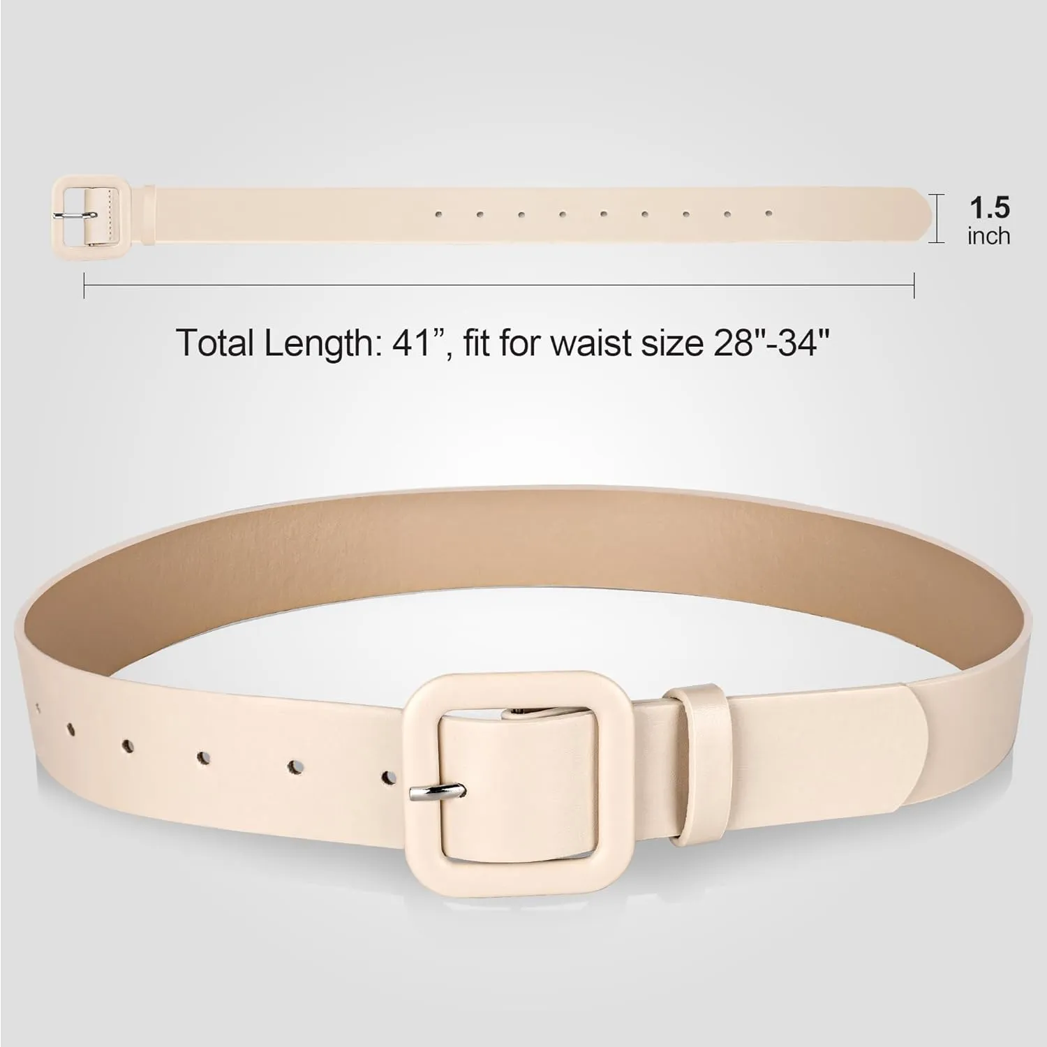 Womens Belts for Jeans Dresses Chic Faux Leather Belt with Square Buckle