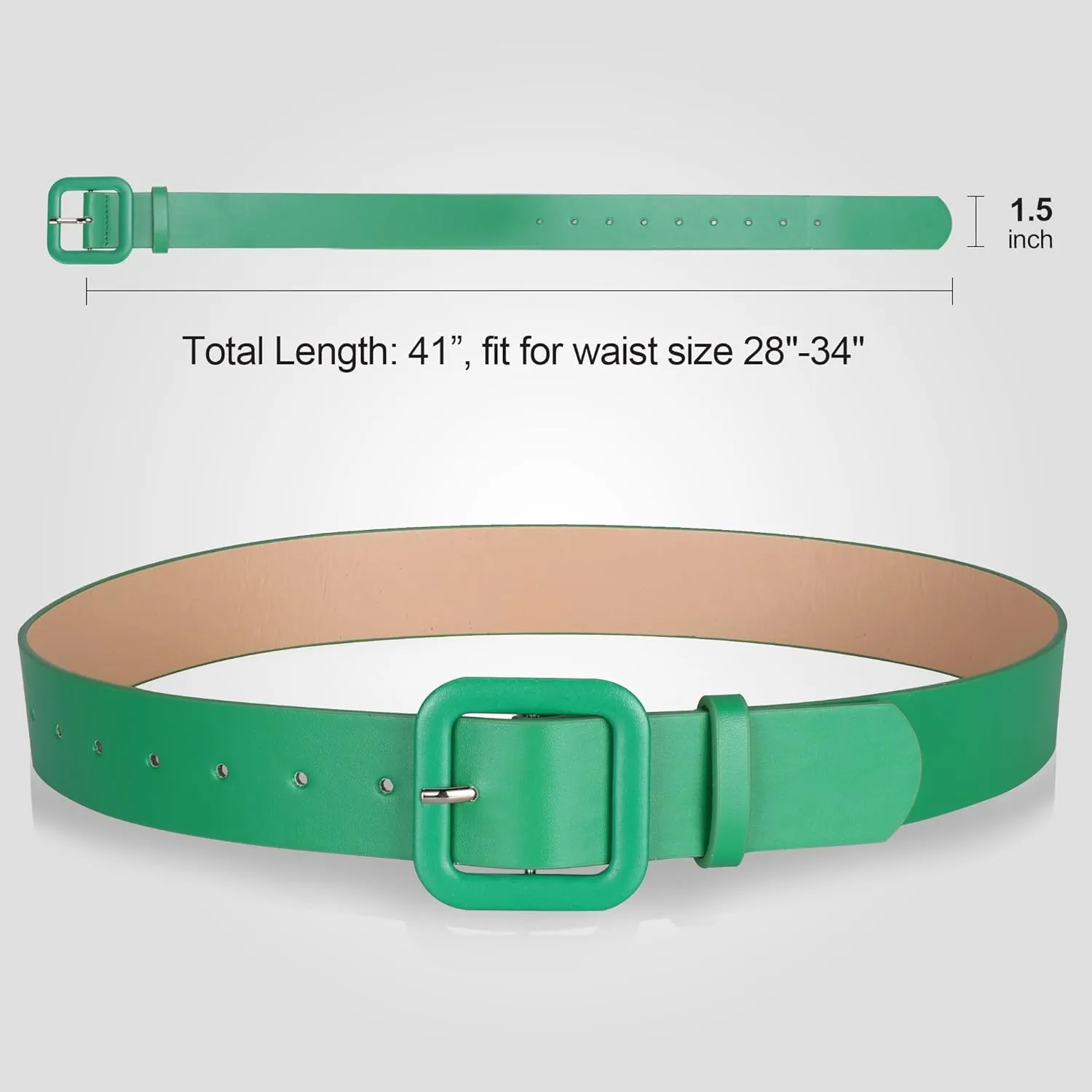 Womens Belts for Jeans Dresses Chic Faux Leather Belt with Square Buckle