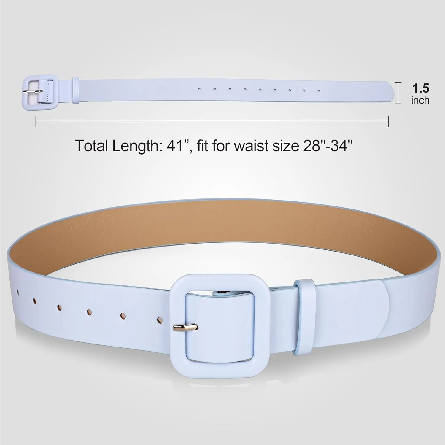 Womens Belts for Jeans Dresses Chic Faux Leather Belt with Square Buckle