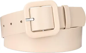Womens Belts for Jeans Dresses Chic Faux Leather Belt with Square Buckle