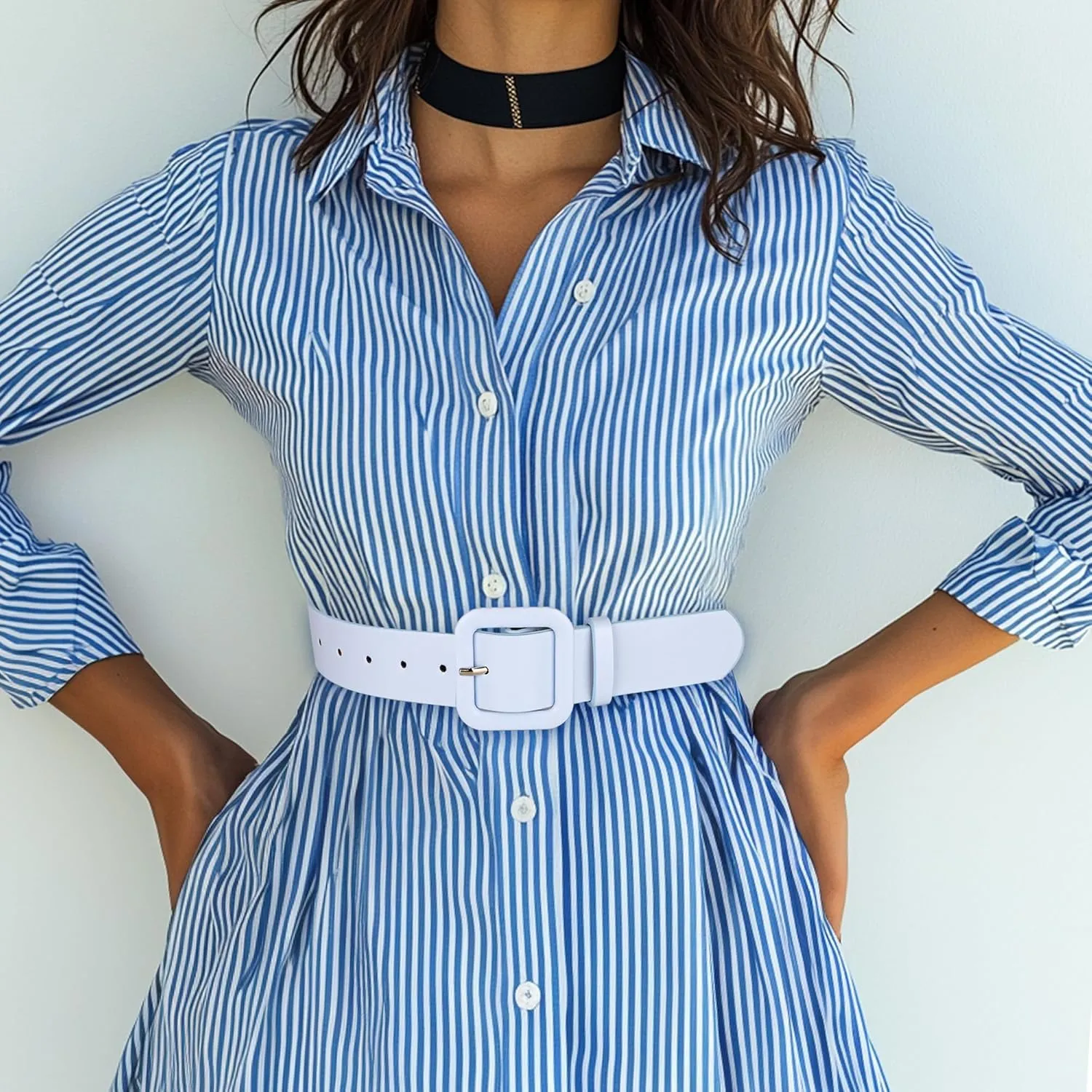 Womens Belts for Jeans Dresses Chic Faux Leather Belt with Square Buckle