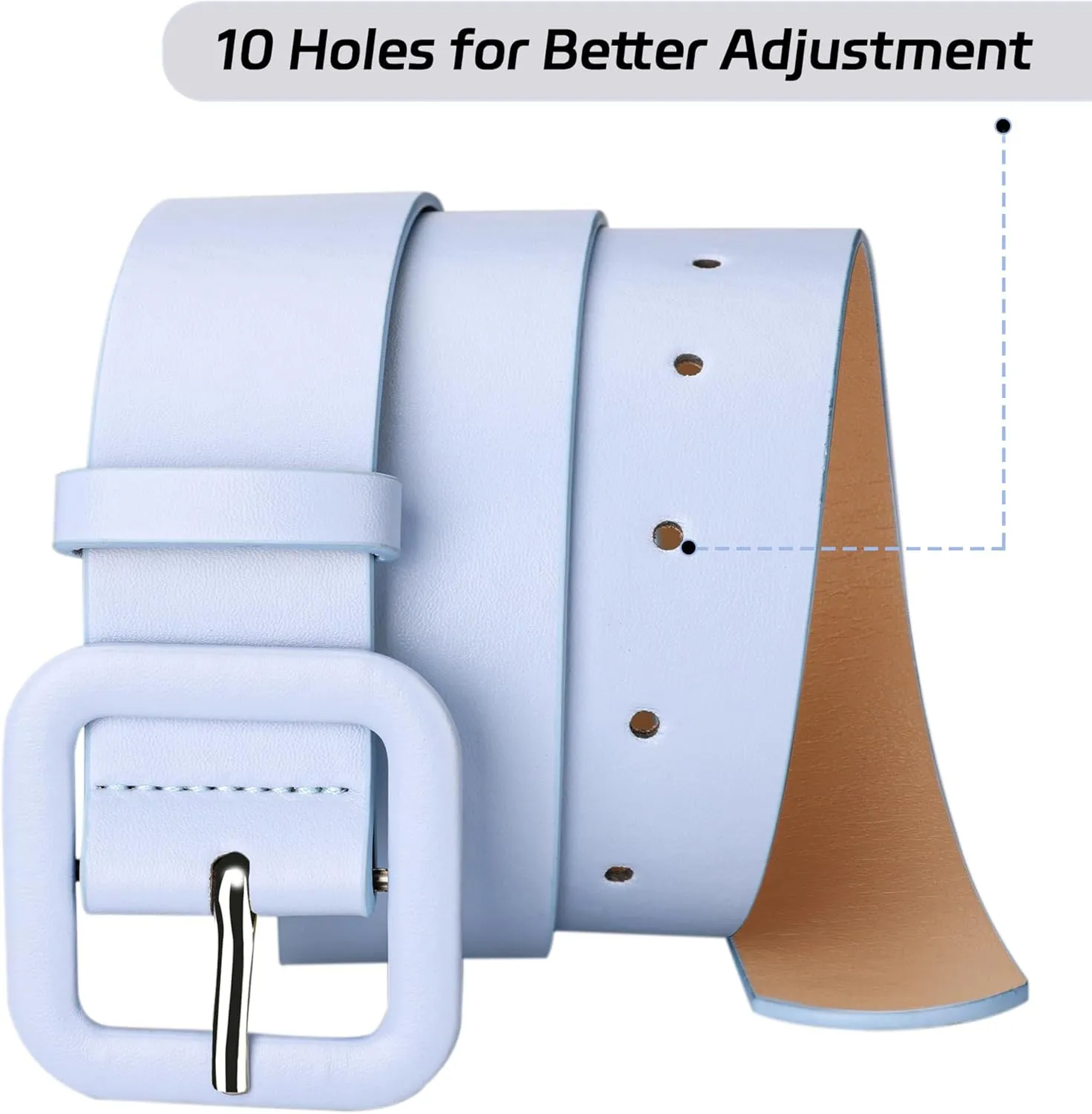 Womens Belts for Jeans Dresses Chic Faux Leather Belt with Square Buckle
