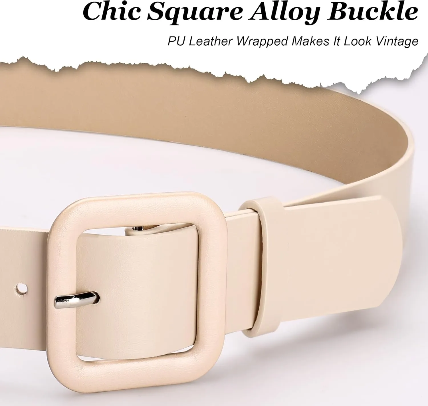 Womens Belts for Jeans Dresses Chic Faux Leather Belt with Square Buckle