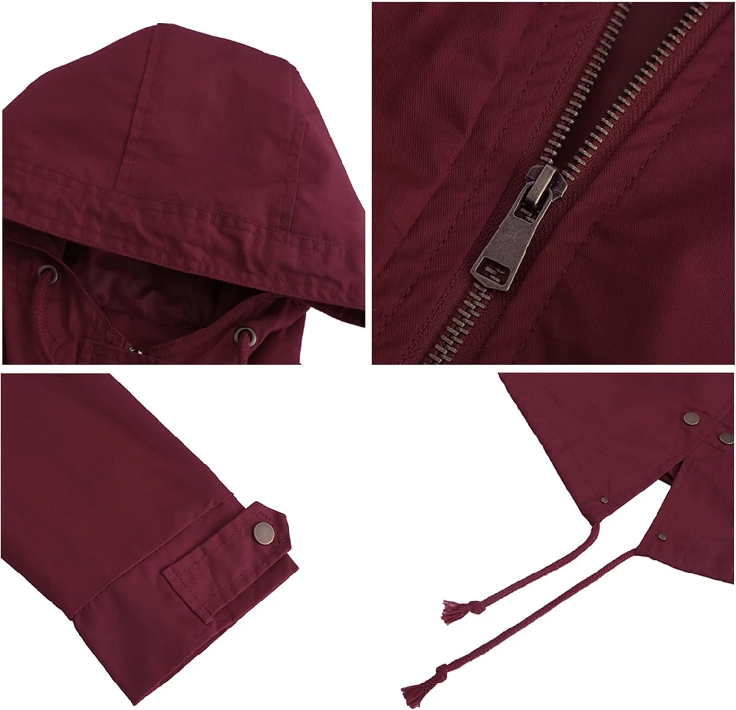 Women's Lightweight Military Anorak Raincoats Safari Hoodie Utility Drawstring Coat Windbreaker Windproof Jackets