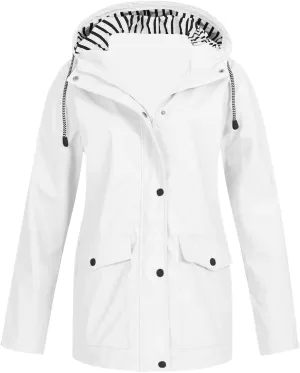 Women's Rain Jacket with Hood Packable Waterproof Rain Coats Oversized Travel Raincoats Windbreaker with Pockets