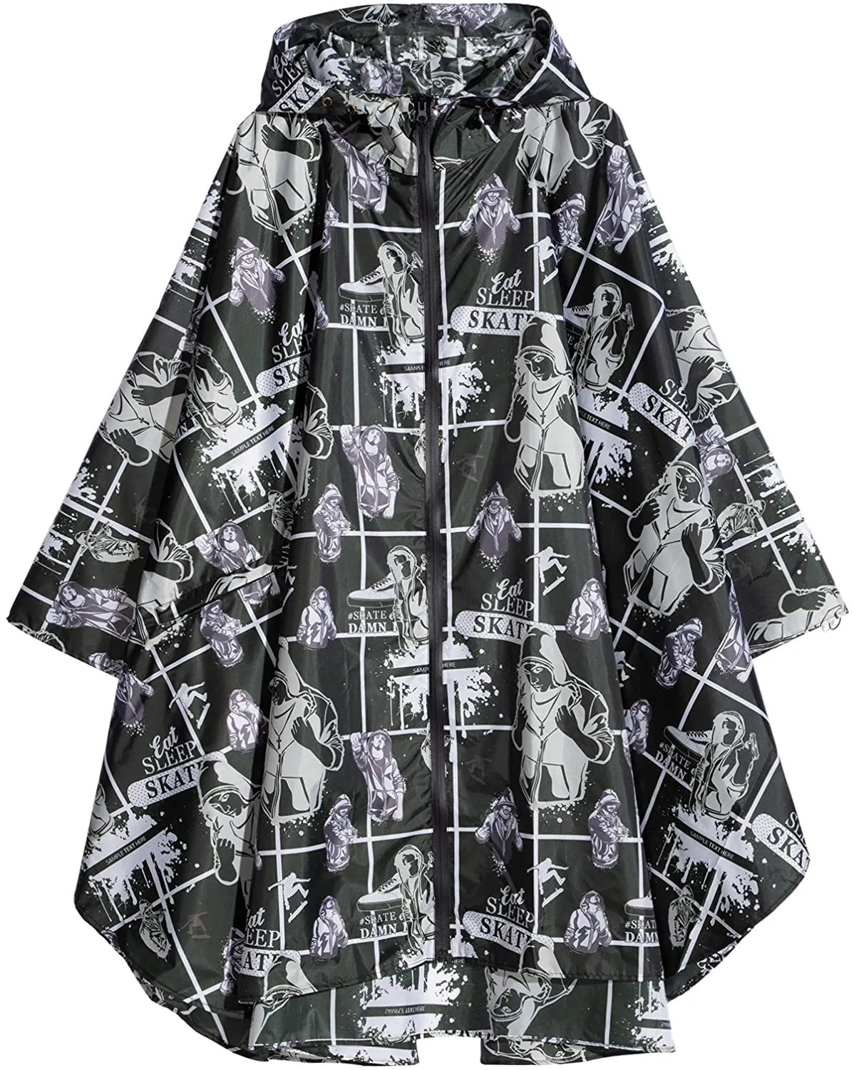 Womens Rain Poncho Waterproof Raincoat with Hood Zipper Outdoor Hiking Biking