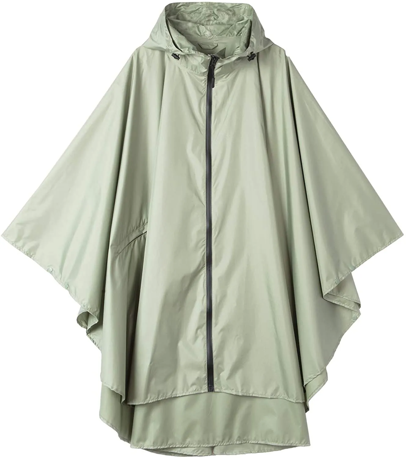 Womens Rain Poncho Waterproof Raincoat with Hood Zipper Outdoor Hiking Biking