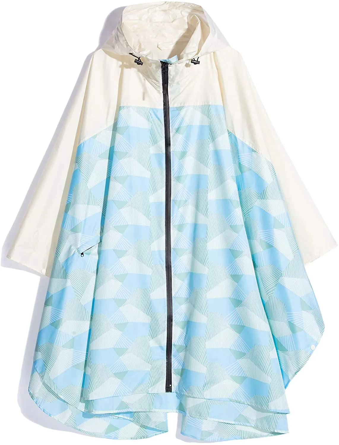 Womens Rain Poncho Waterproof Raincoat with Hood Zipper Outdoor Hiking Biking