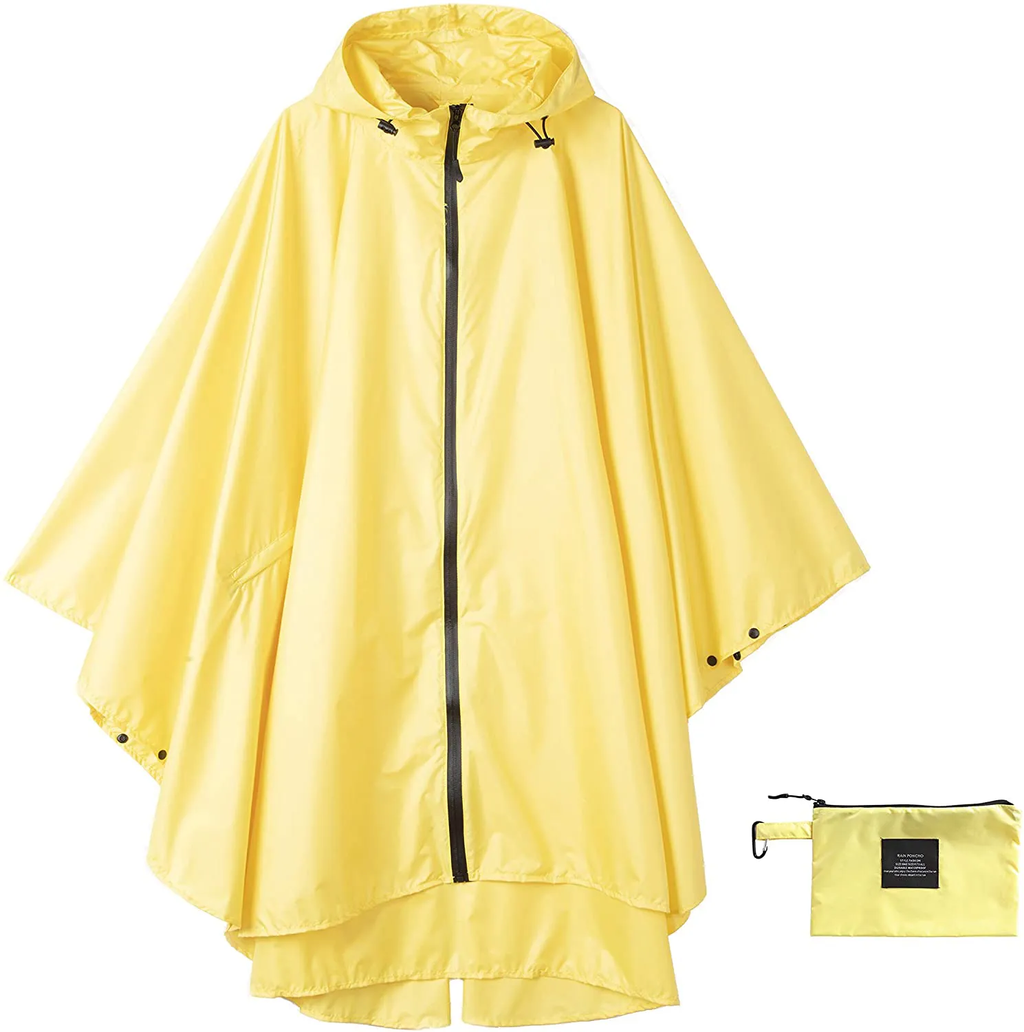 Womens Rain Poncho Waterproof Raincoat with Hood Zipper Outdoor Hiking Biking