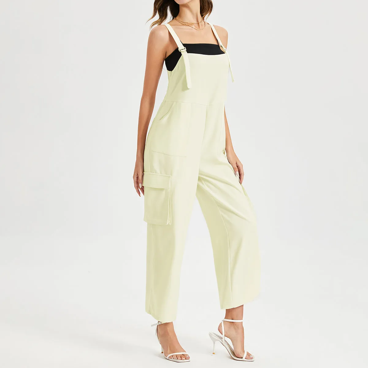 Women's Square Neck High Waist Wide Leg Jumpsuit