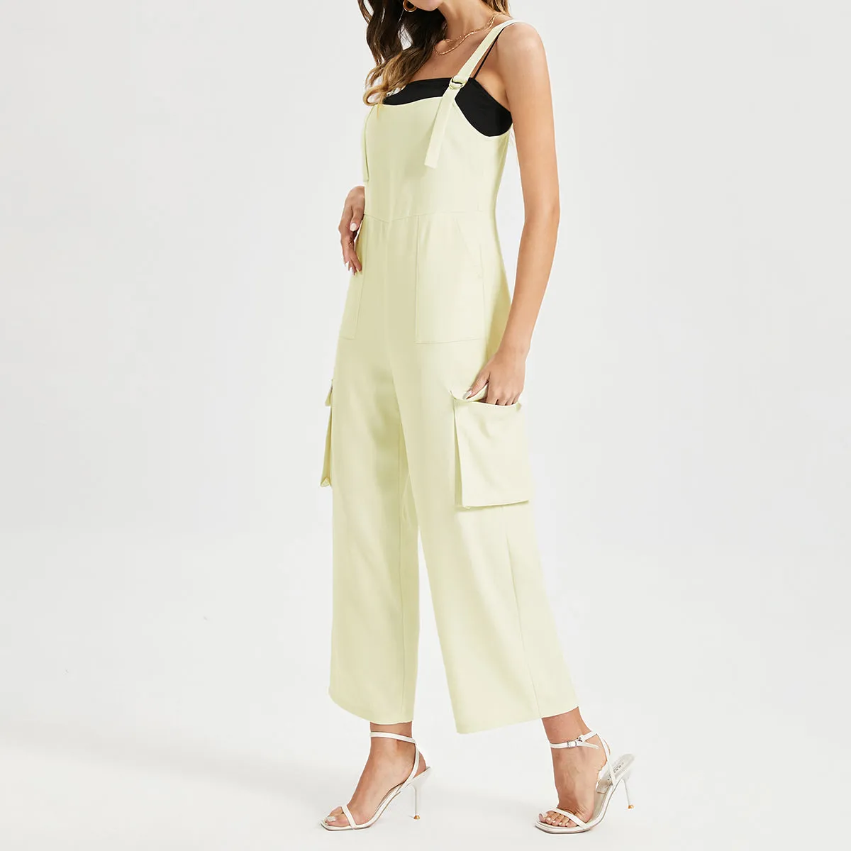 Women's Square Neck High Waist Wide Leg Jumpsuit