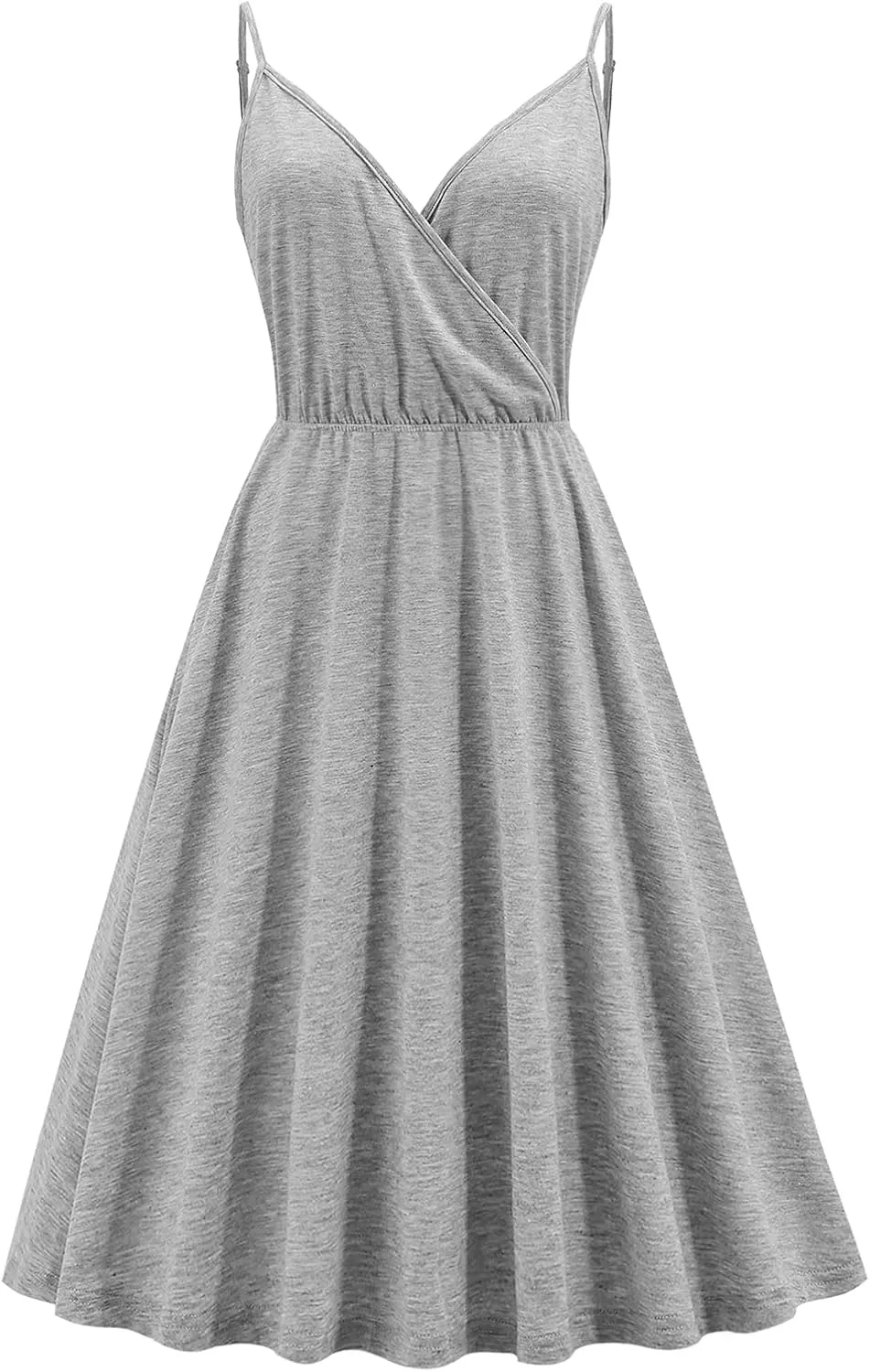 Womens Summer Dresses Spaghetti Strap Floral Dress Casual V Neck Midi Dress Cute A-Line Beach Dress with Pockets