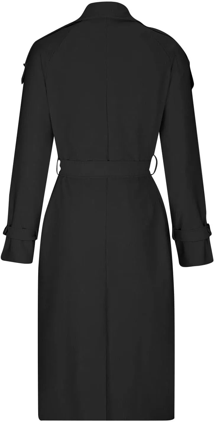 Women's Trench Coat Double Breasted Long Trench Coats 2025 Fall Fashion Windproof Classic Lapel Overcoat with Belt