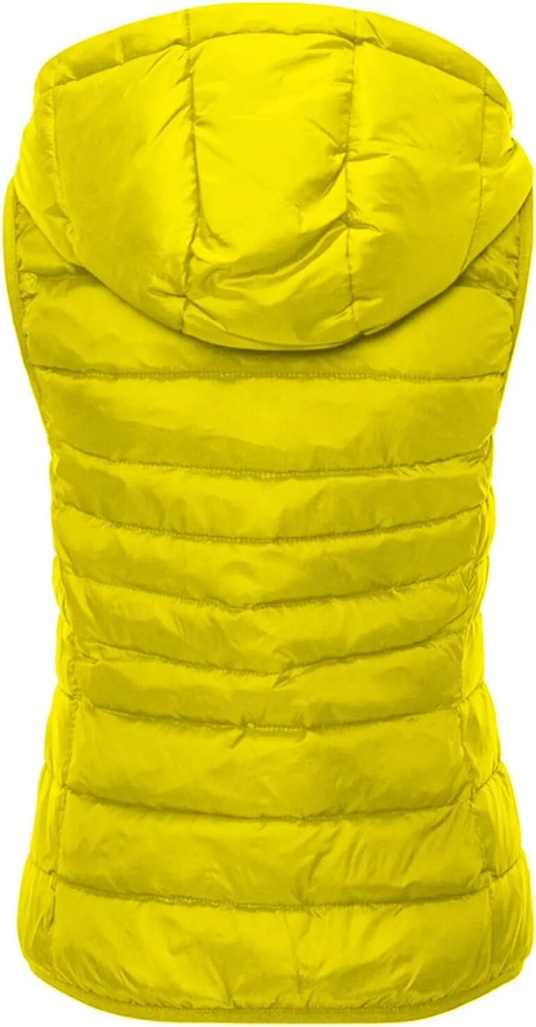 Women's Vests for Fall Winter Lightweight Hooded Vest Warm Coats Sleeveless Down Jacket Water Resistant Puffer Vest