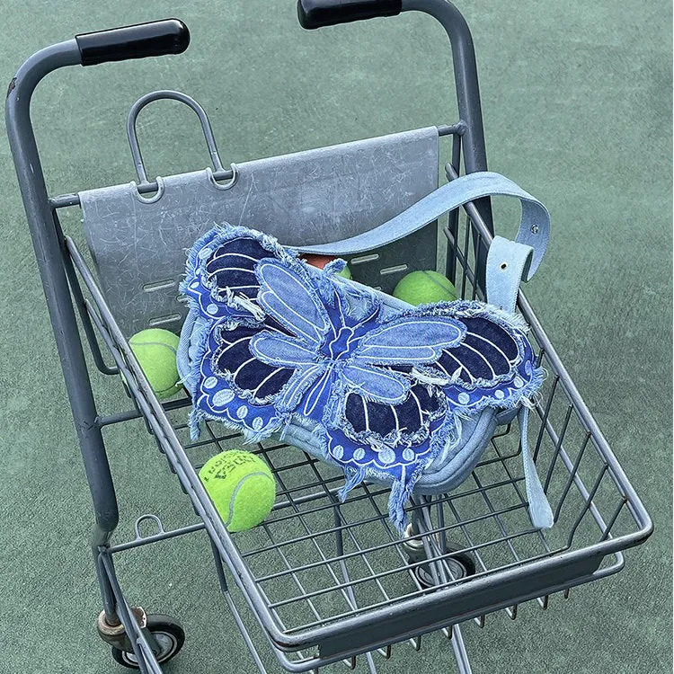 Y2K Aesthetic Butterfly Denim Handbag