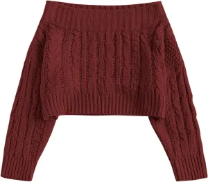 ZAFUL Women V Neck Button Knit Crop Sweaters Batwing Sleeve V Back Ribbed Hem Pullover Sweater