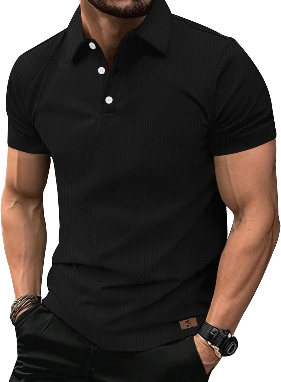 ZITY Mens Polo Shirts Short Sleeve Athletic Golf Polos Moisture Wicking Casual Polo Shirts for Men Jacquard Collared T Shirts