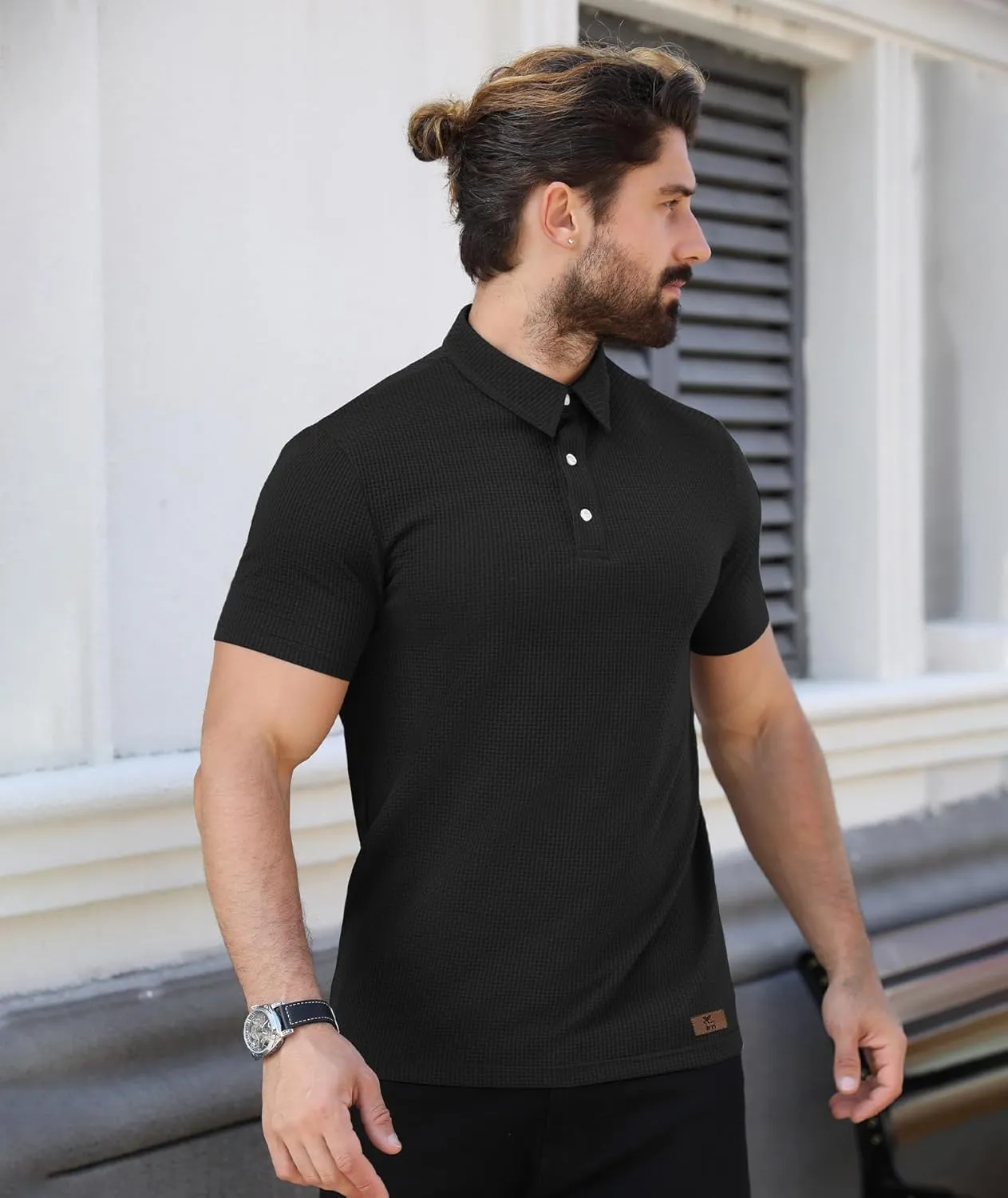 ZITY Mens Polo Shirts Short Sleeve Athletic Golf Polos Moisture Wicking Casual Polo Shirts for Men Jacquard Collared T Shirts